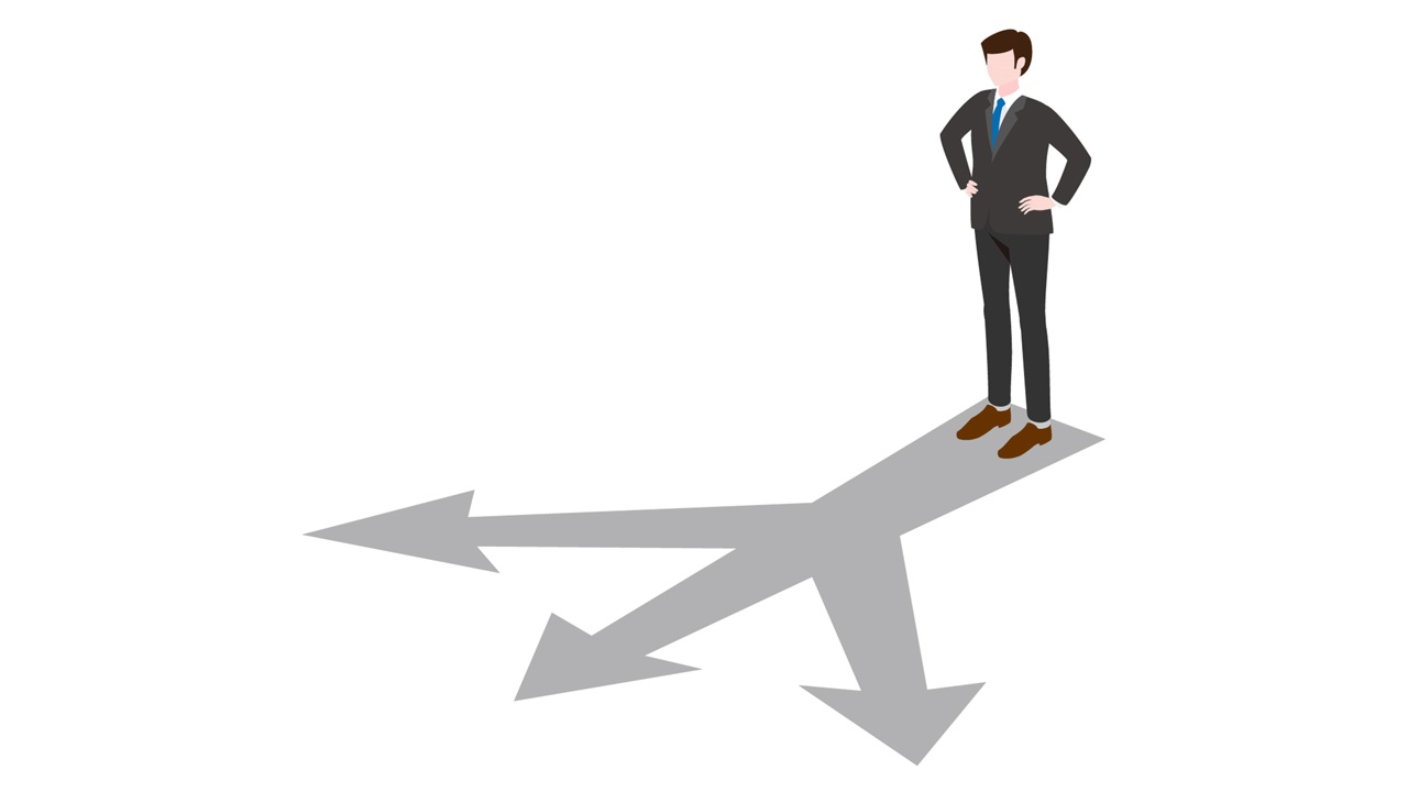 アイソメ-322 岐路に立つサラリーマン